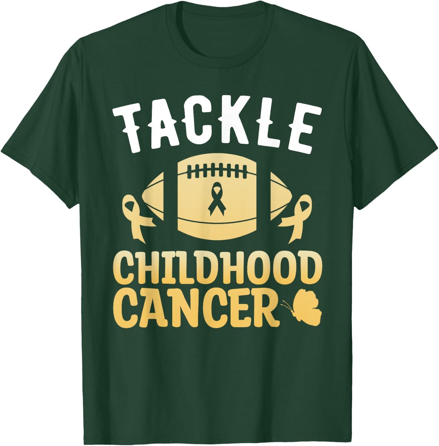 Football Childhood Cancer Awareness Tackle Childhood Cancer T-Shirt - T-Shirt | Forest