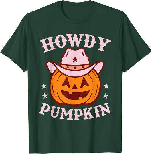 Howdy Pumpkin Autumn Western Halloween Vintage Rodeo Cowgirl T-Shirt - T-Shirt | Forest