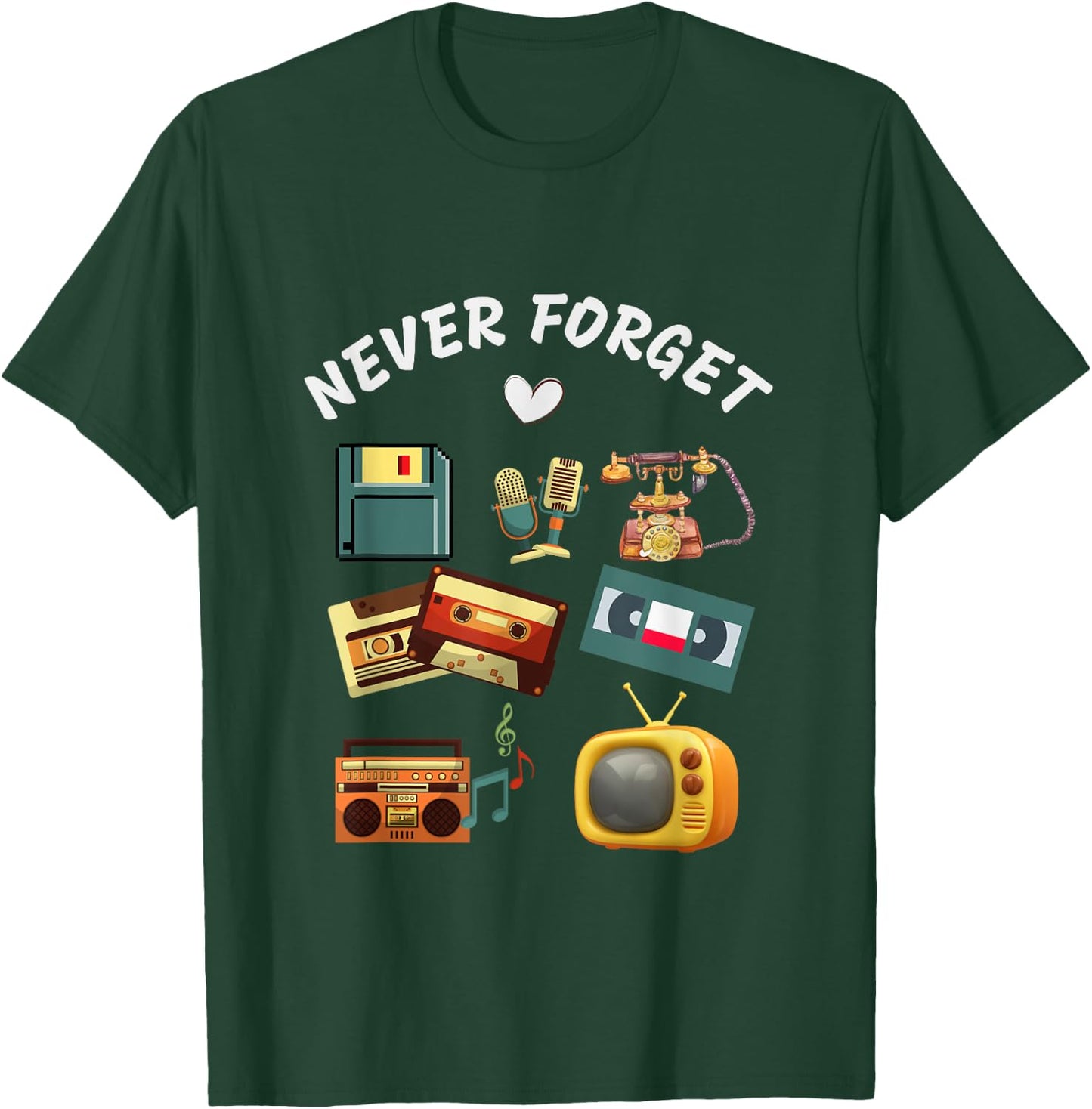 Funny Never Forget Vintage Retro Old Tech 70s 80s 90s T-Shirt - T-Shirt | Forest
