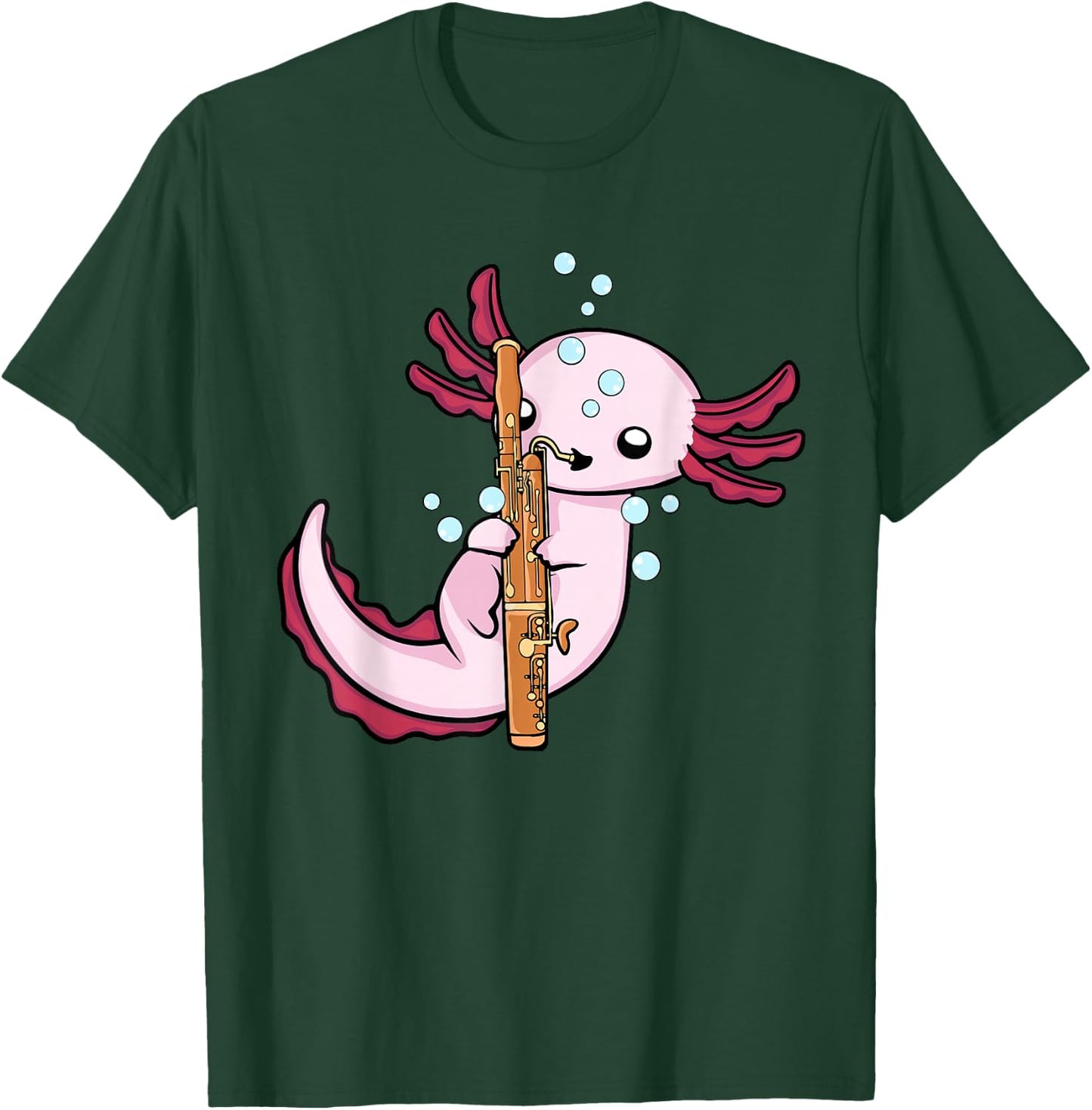 Underwater Axolotl Bassoon Player Kids Music Bassoon T-Shirt - T-Shirt | Forest