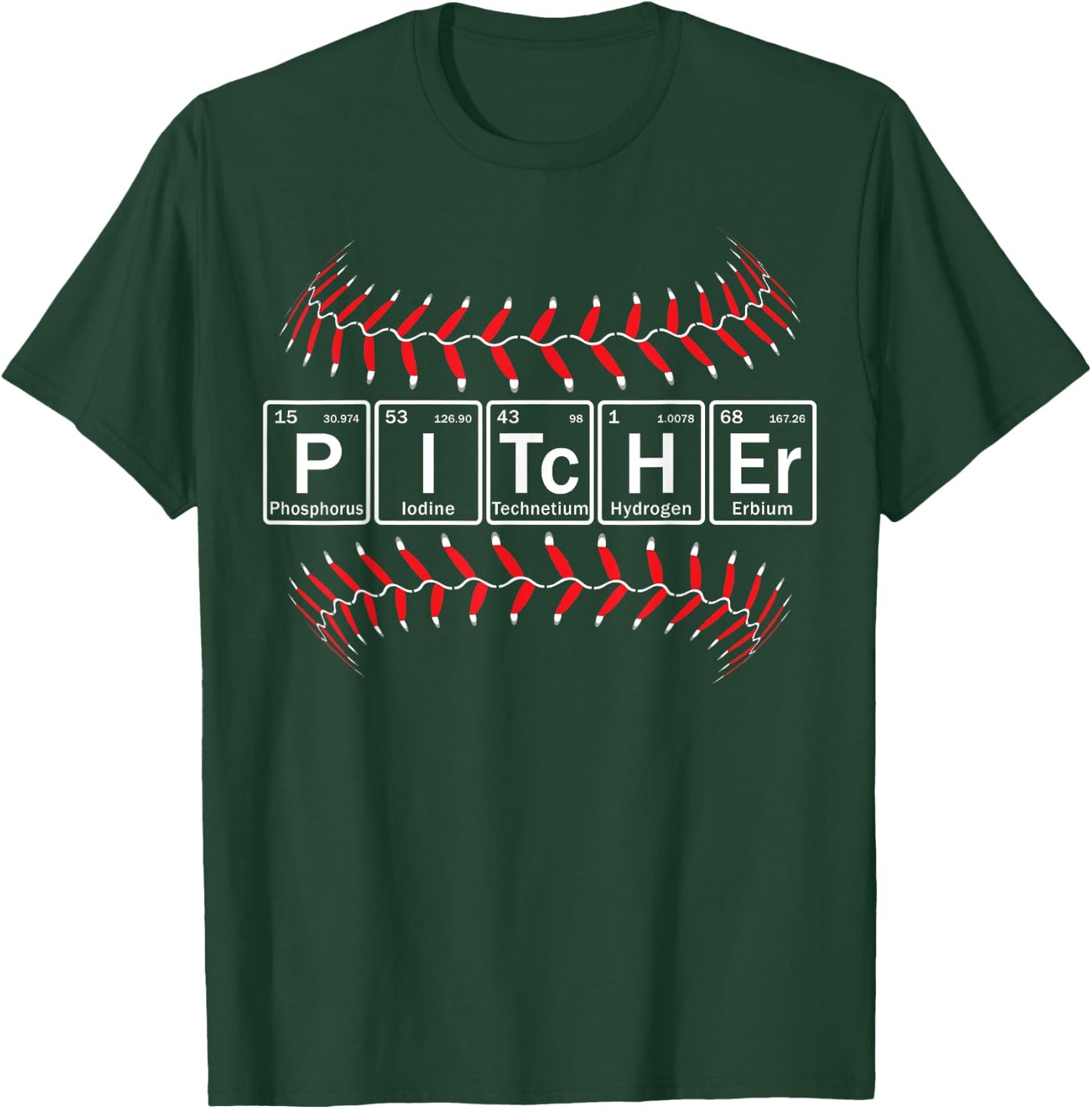 Baseball Pitcher in Periodic Table Elements T-Shirt - T-Shirt | Forest