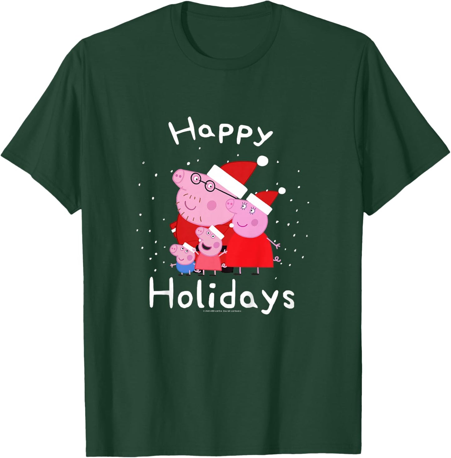 Kids Peppa Pig Christmas Happy Holidays Family Group Shot T-Shirt - T-Shirt | Forest