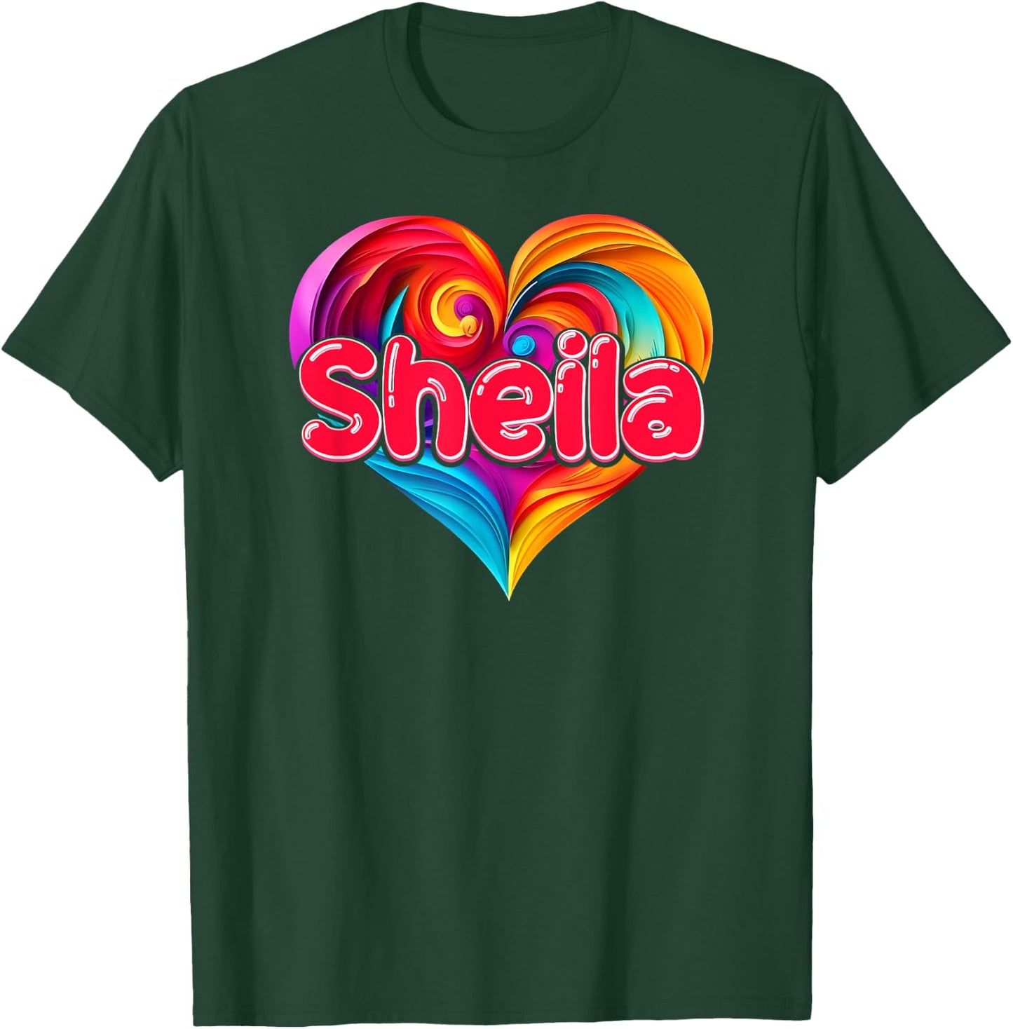 I Heart Love Sheila First Name Colorful Named T-Shirt - T-Shirt | Forest