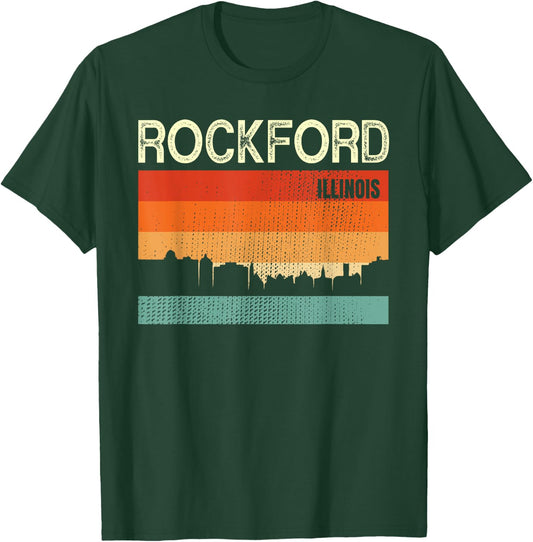Rockford Illinois Town Skyline T-Shirt - T-Shirt | Forest