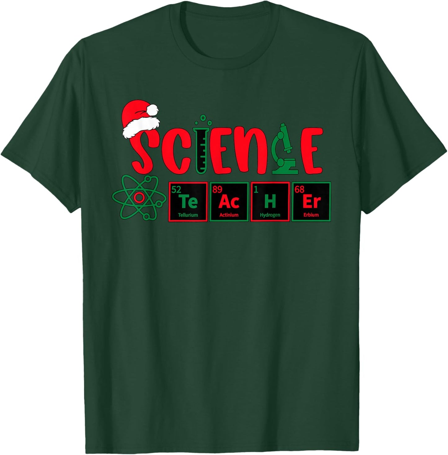 Christmas Science Teacher Santa Educator Chemical Elements T-Shirt - T-Shirt | Forest