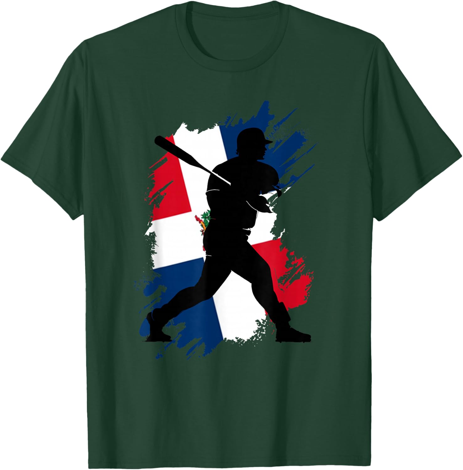 Dominican Republic Flag Baseball Player Sports T-Shirt - T-Shirt | Forest