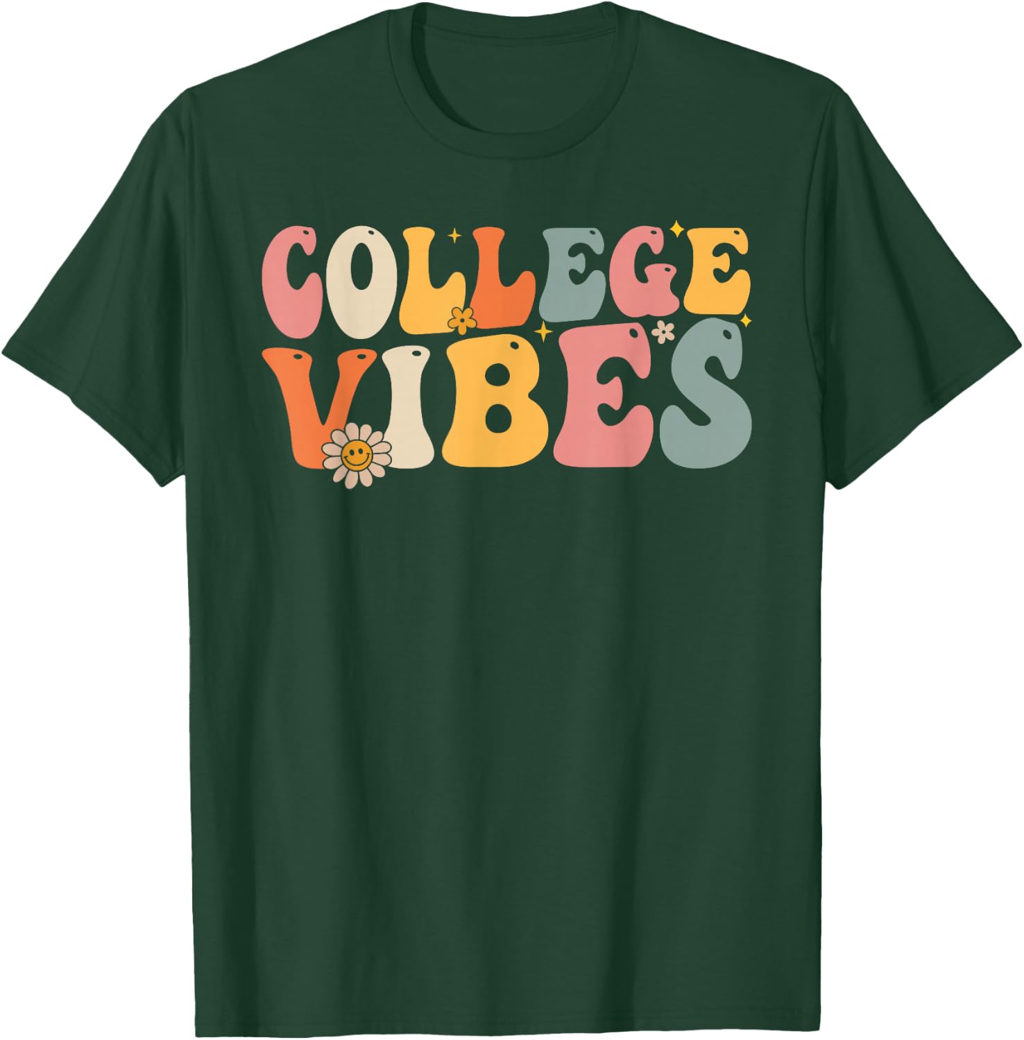 College Vibes College Team Retro 1st Day of School T-Shirt - T-Shirt | Forest