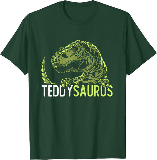 Teddy Saurus Personalised Name Dinosaur T-Rex T-Shirt - T-Shirt | Forest
