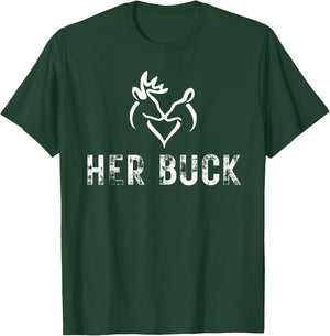 Her Buck Matching Hunting Couples Valentines Day BF T-Shirt - T-Shirt | Forest