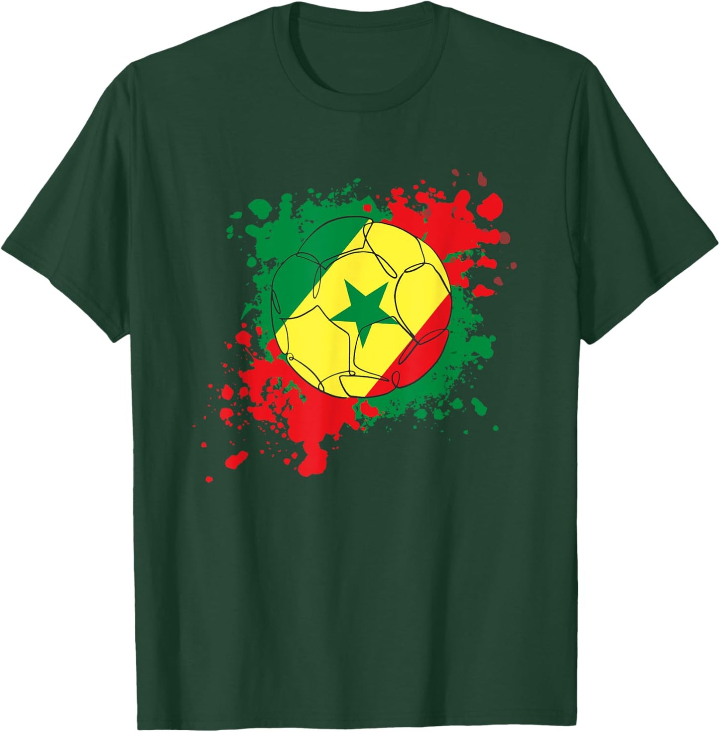 Soccer Ball With The Flag Of Senegal T-Shirt - T-Shirt | Forest
