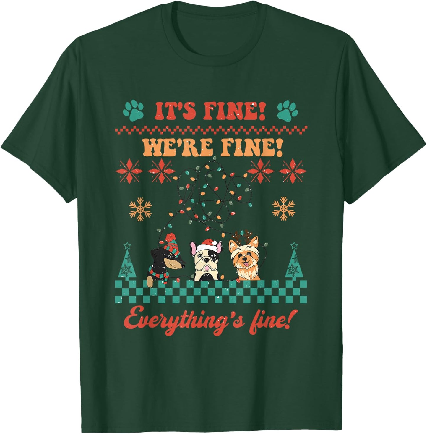 Dog Lover Christmas Ugly Sweater Cute Puppy Owner Funny Xmas T-Shirt - T-Shirt | Forest