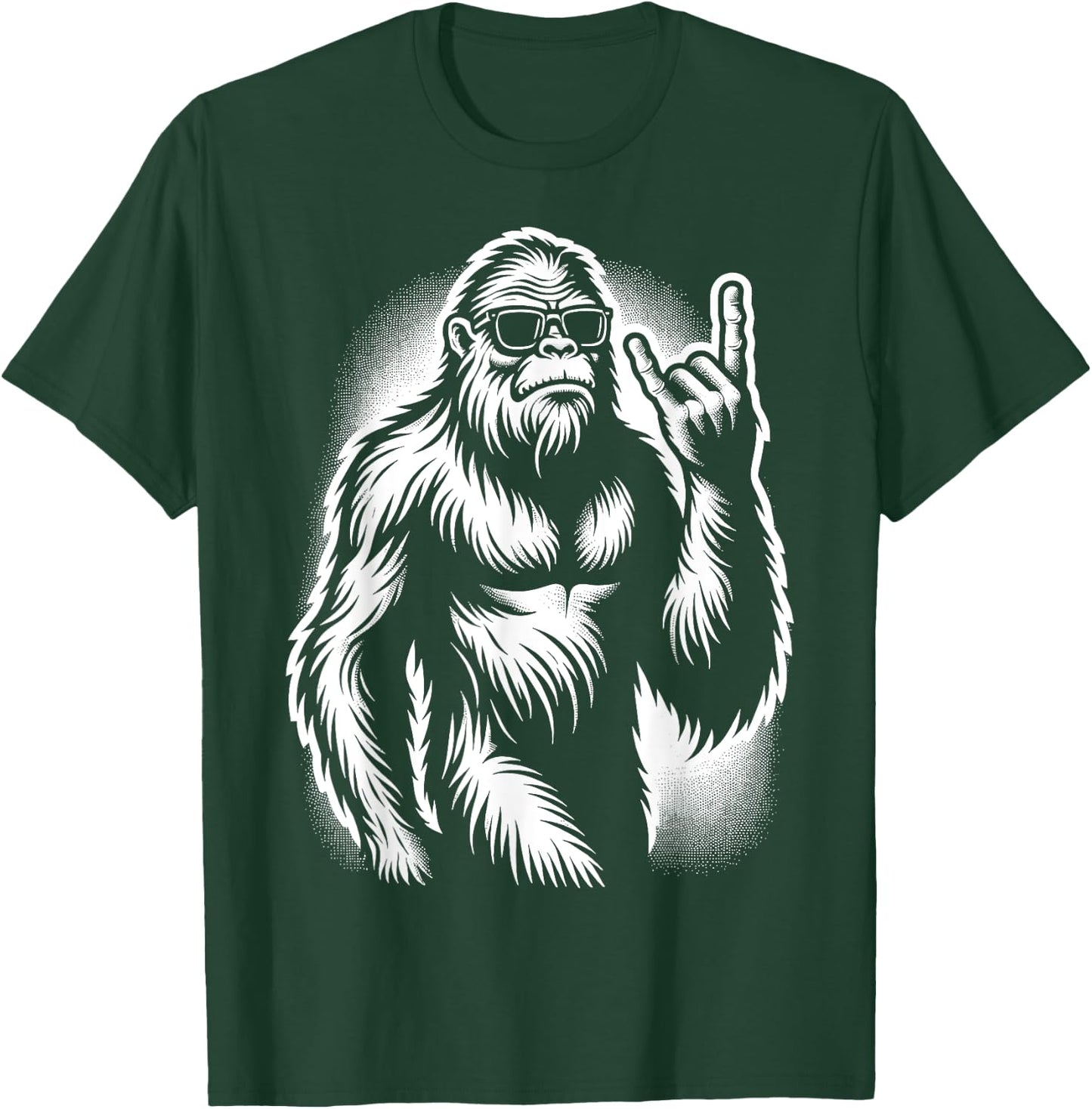 Bigfoot Sasquatch Rock and Roll Heavy Metal Horns T-Shirt - T-Shirt | Forest