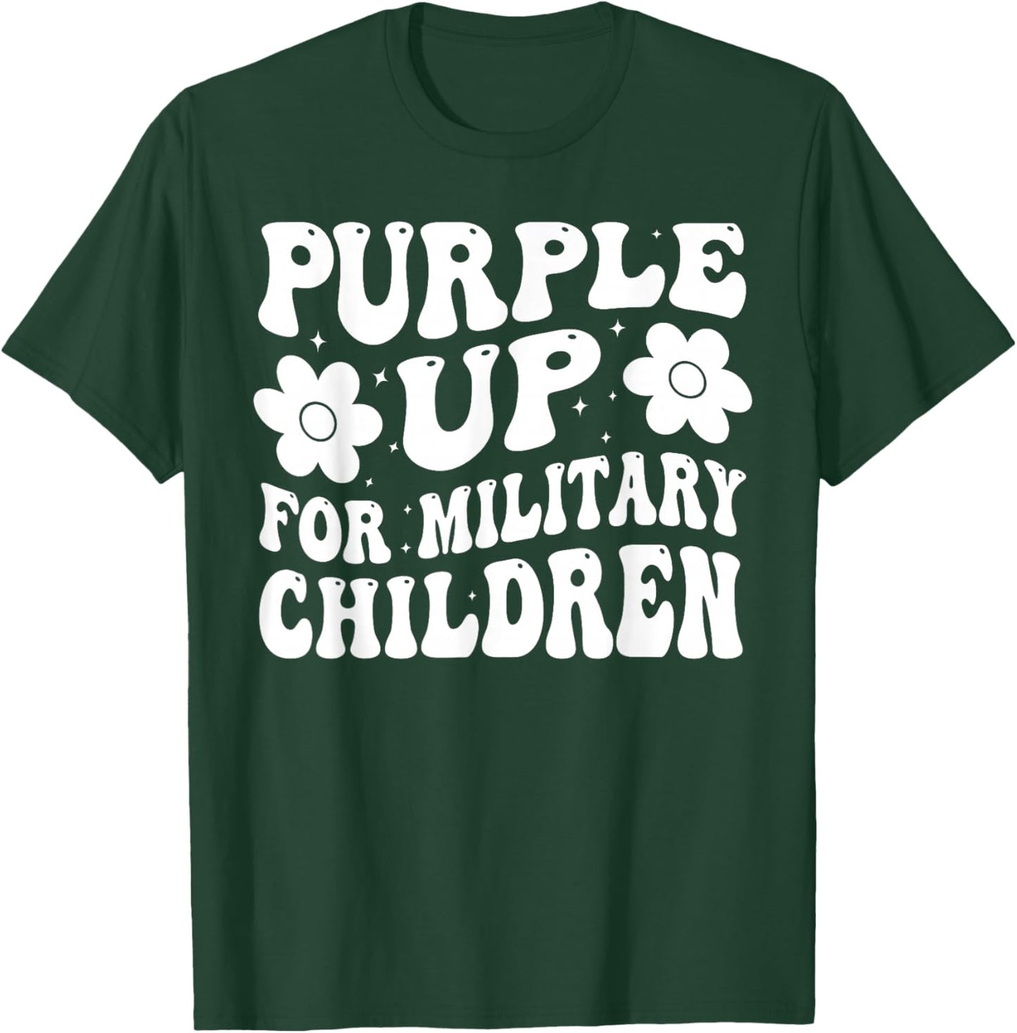 Purple Up For Military Kids Military Child Month Groovy T-Shirt - T-Shirt | Forest