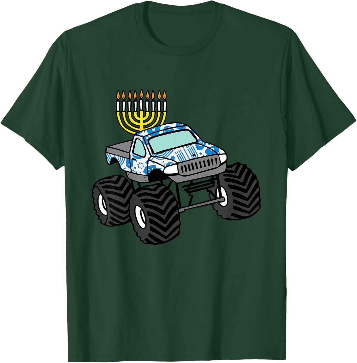 Kids Hanukkah Monster Truck Chanukah Jew Boys Kids Toddler Youth T-Shirt - T-Shirt | Forest