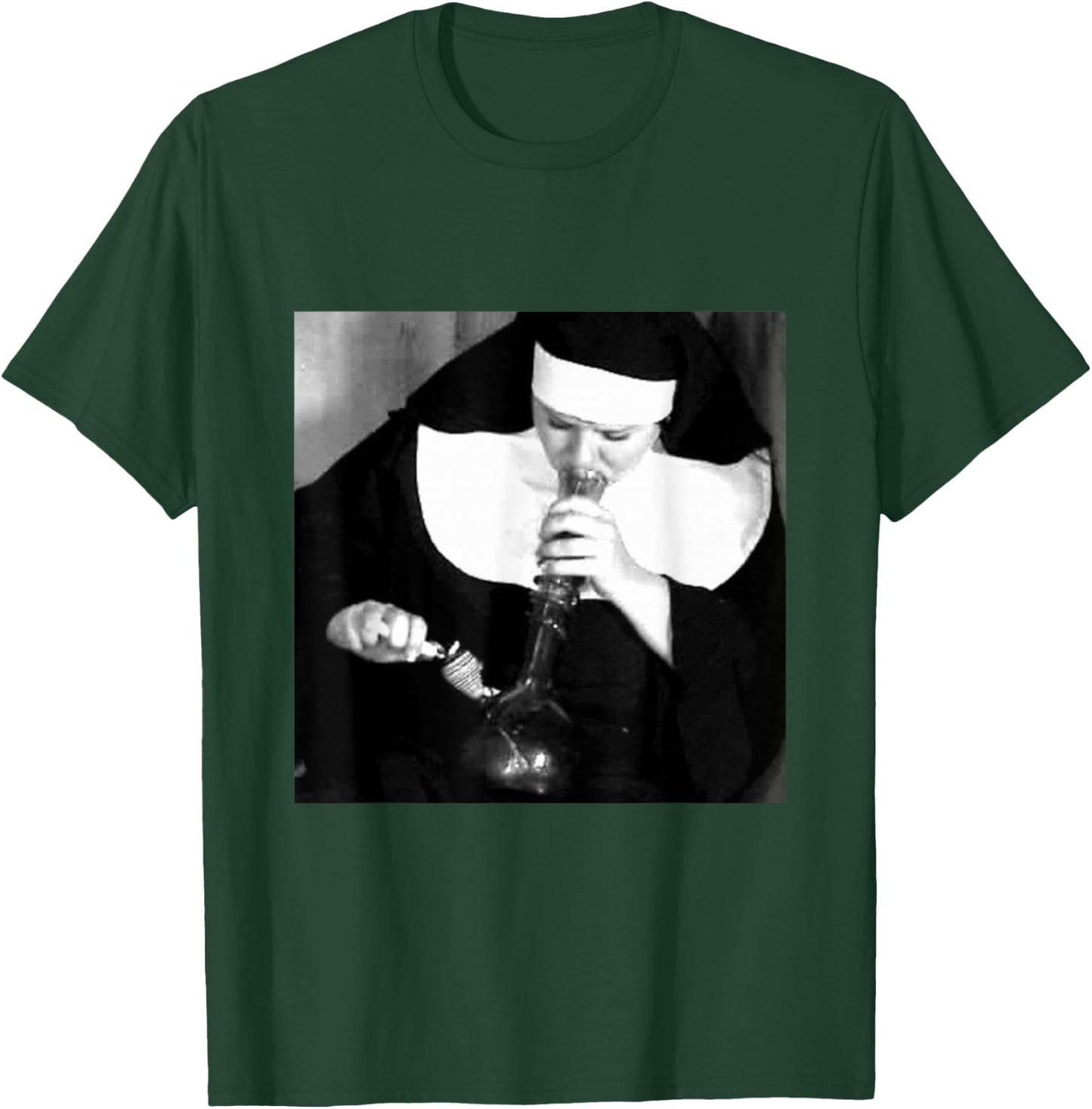 Funny Nun smoking a bong, funny nuns smoking T-Shirt - T-Shirt | Forest