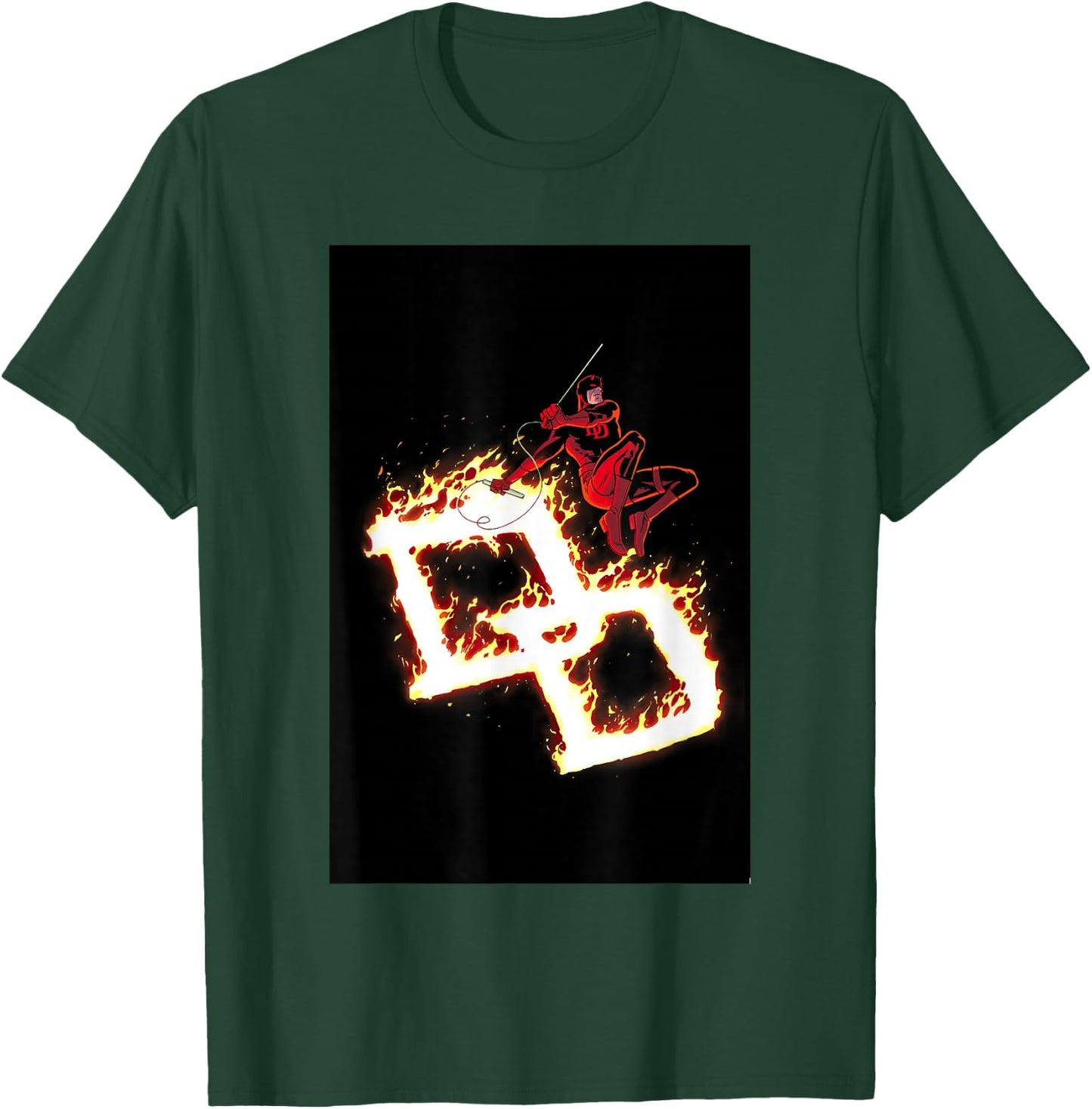 Marvel Comics Retro Classic Daredevil DD On Fire Logo T-Shirt - T-Shirt | Forest