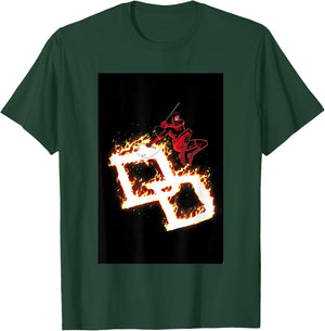 Marvel Comics Retro Classic Daredevil DD On Fire Logo T-Shirt - T-Shirt | Forest