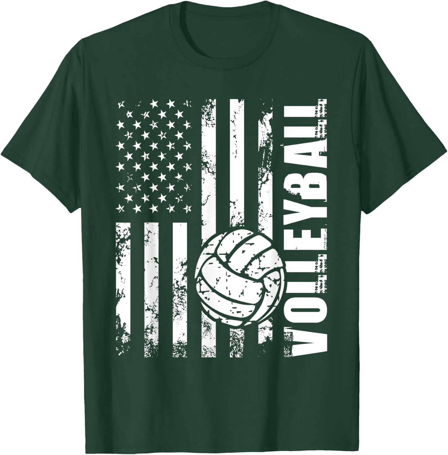 Beach Volleyball - USA American Flag Setters Players Coach T-Shirt - T-Shirt | Forest