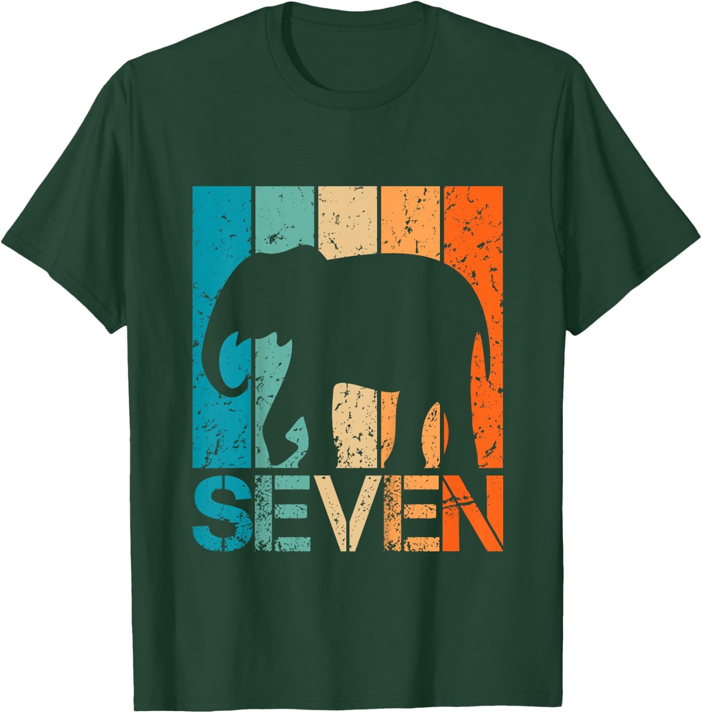 Kids Funny 7th Elephant Birthday 7 Year Old Birthday Elephant T-Shirt - T-Shirt | Forest