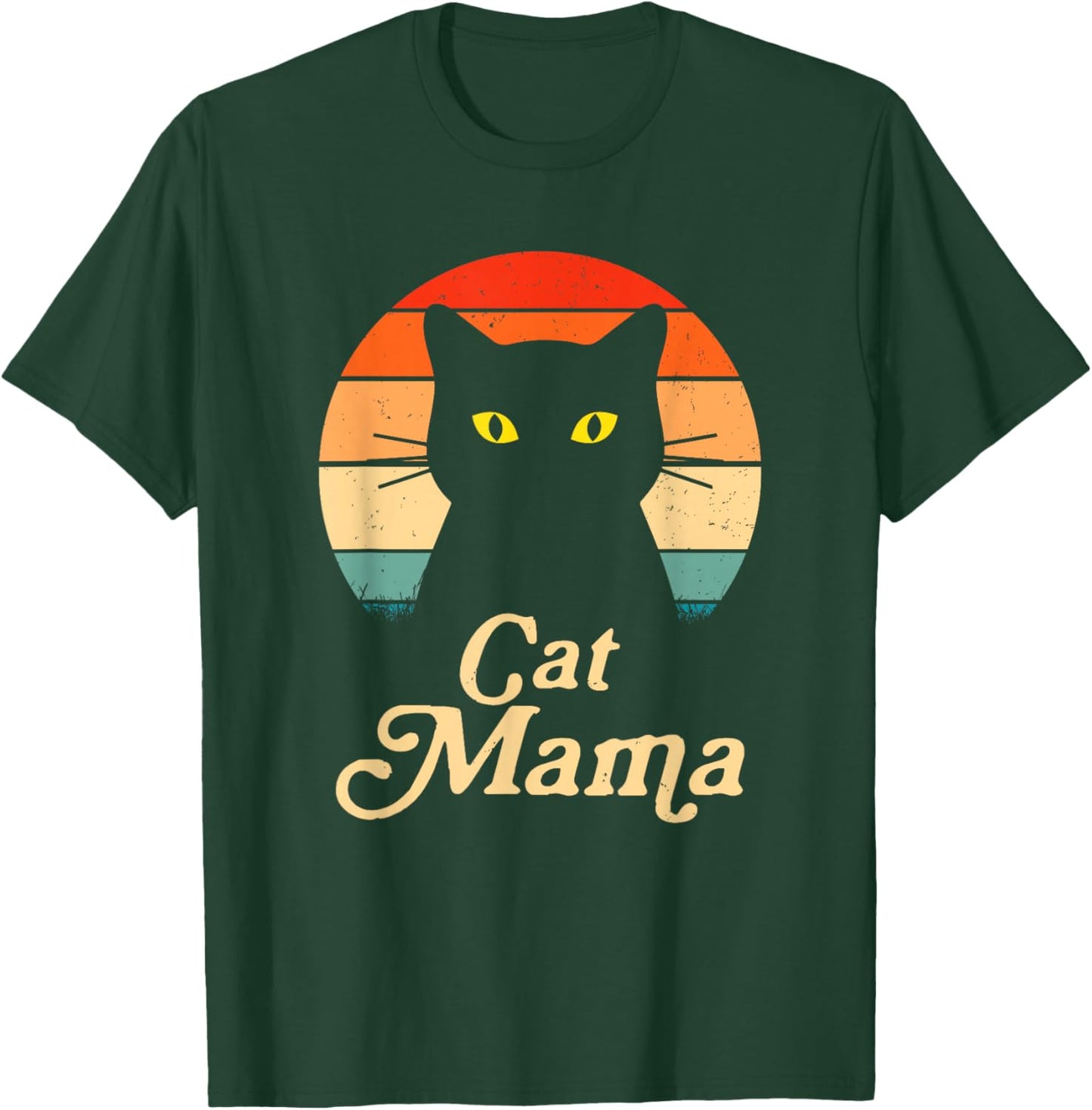 Vintage Cat Mama Wildlife Happy Mother's Day Black Cat Mom T-Shirt - T-Shirt | Forest