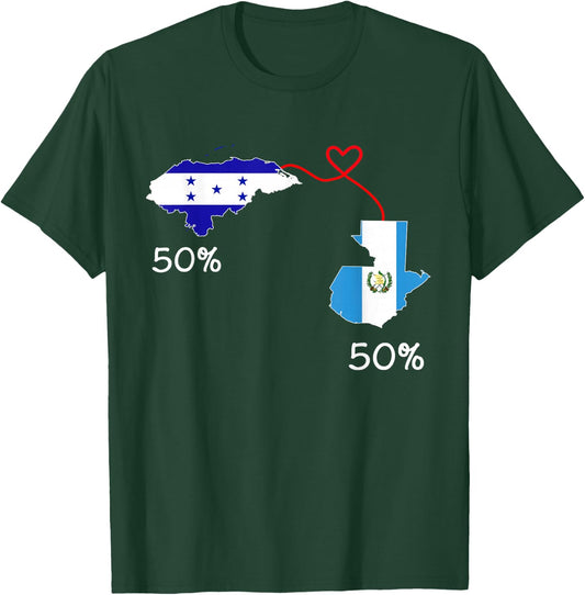 Half Honduran Half Guatemalan Flag Map Guatemala Honduras T-Shirt - T-Shirt | Forest