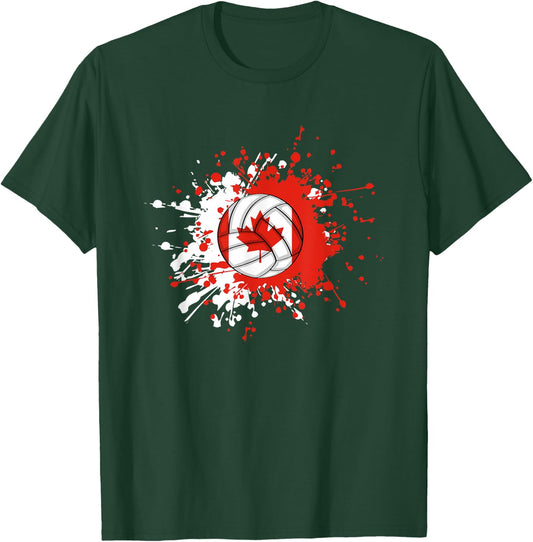 Canadian Volleyball With The Flag Of Canada T-Shirt - T-Shirt | Forest