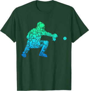 Baseball Catcher Player Youth Men Kids Boys T-Shirt - T-Shirt | Forest