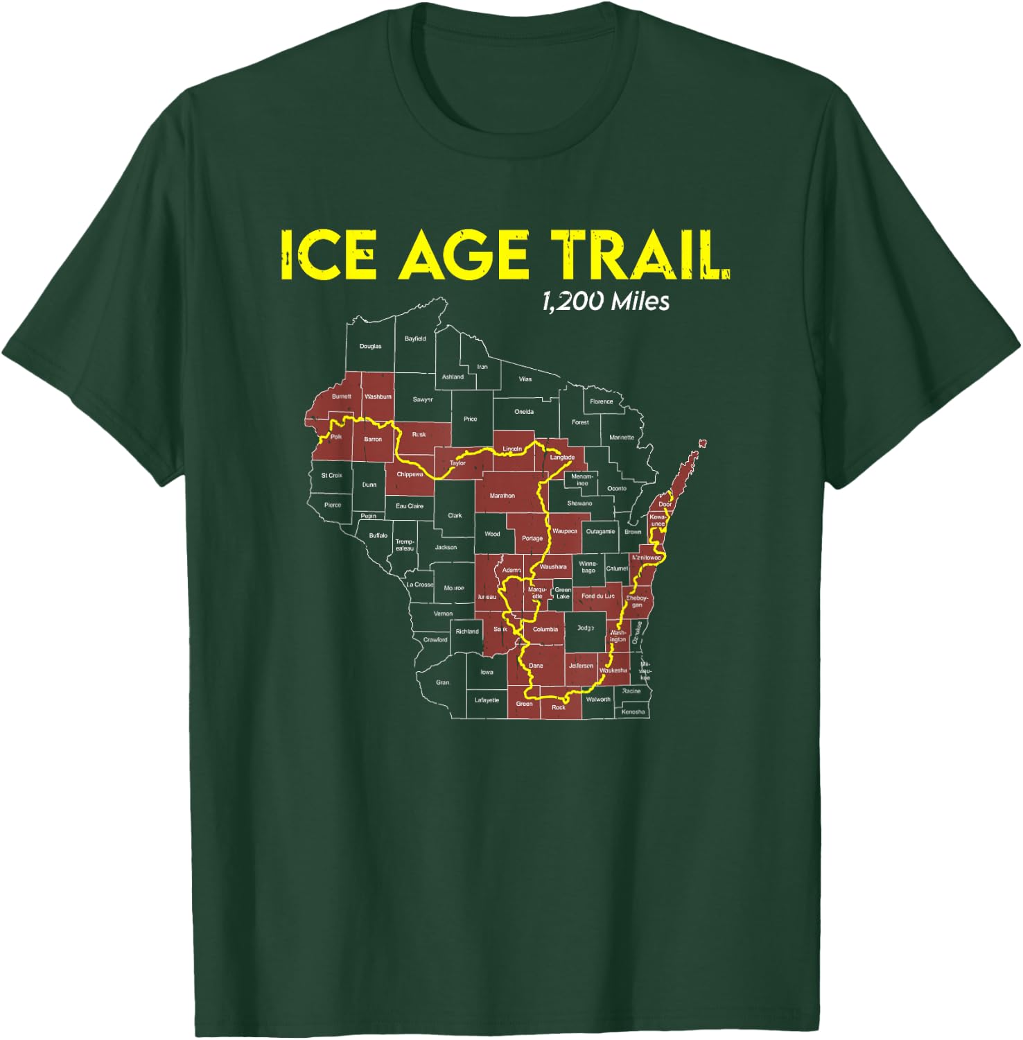 Ice Age Trail Wisconsin Long-Distance Hiking Scenic Trail T-Shirt - T-Shirt | Forest