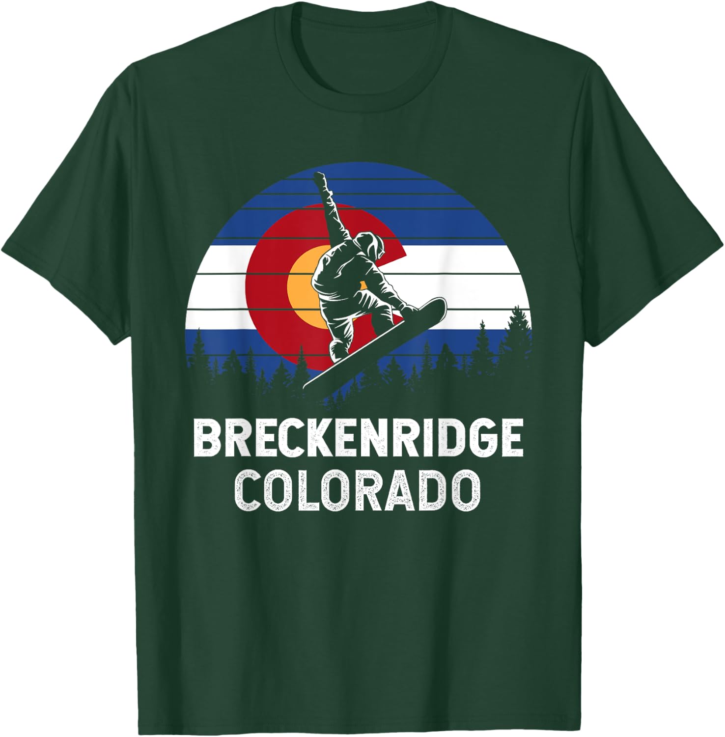 Colorado Snowboarding Gifts And Shirts Breckenridge CO Mountain Town Retro Snowboarding T-Shirt - T-Shirt | Forest
