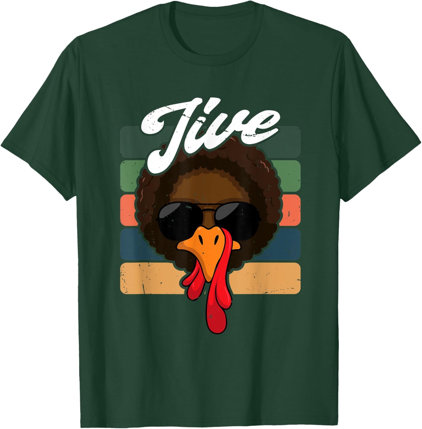 Jive Thanksgiving Turkey Day Face Vintage Retro T-Shirt - T-Shirt | Forest