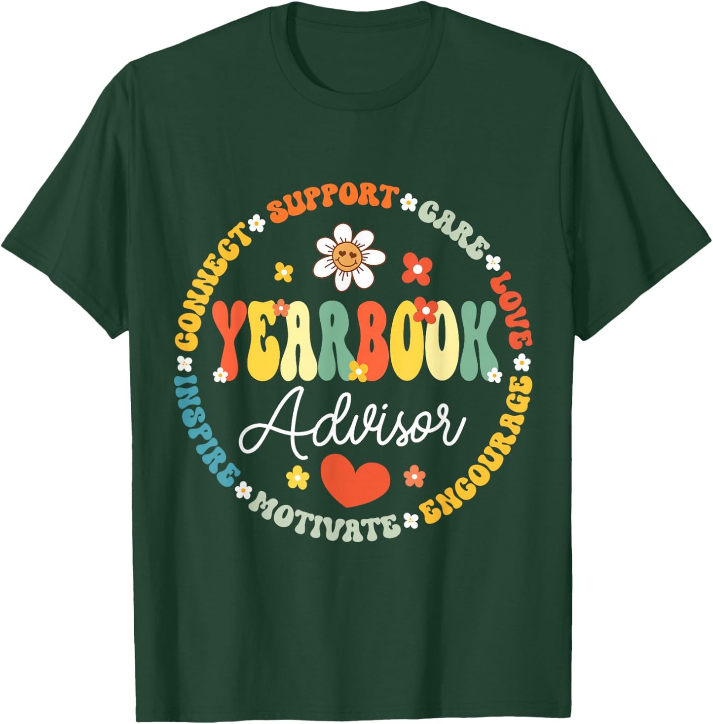 Groovy Yearbook Advisor Literary Club School Publication T-Shirt - T-Shirt | Forest