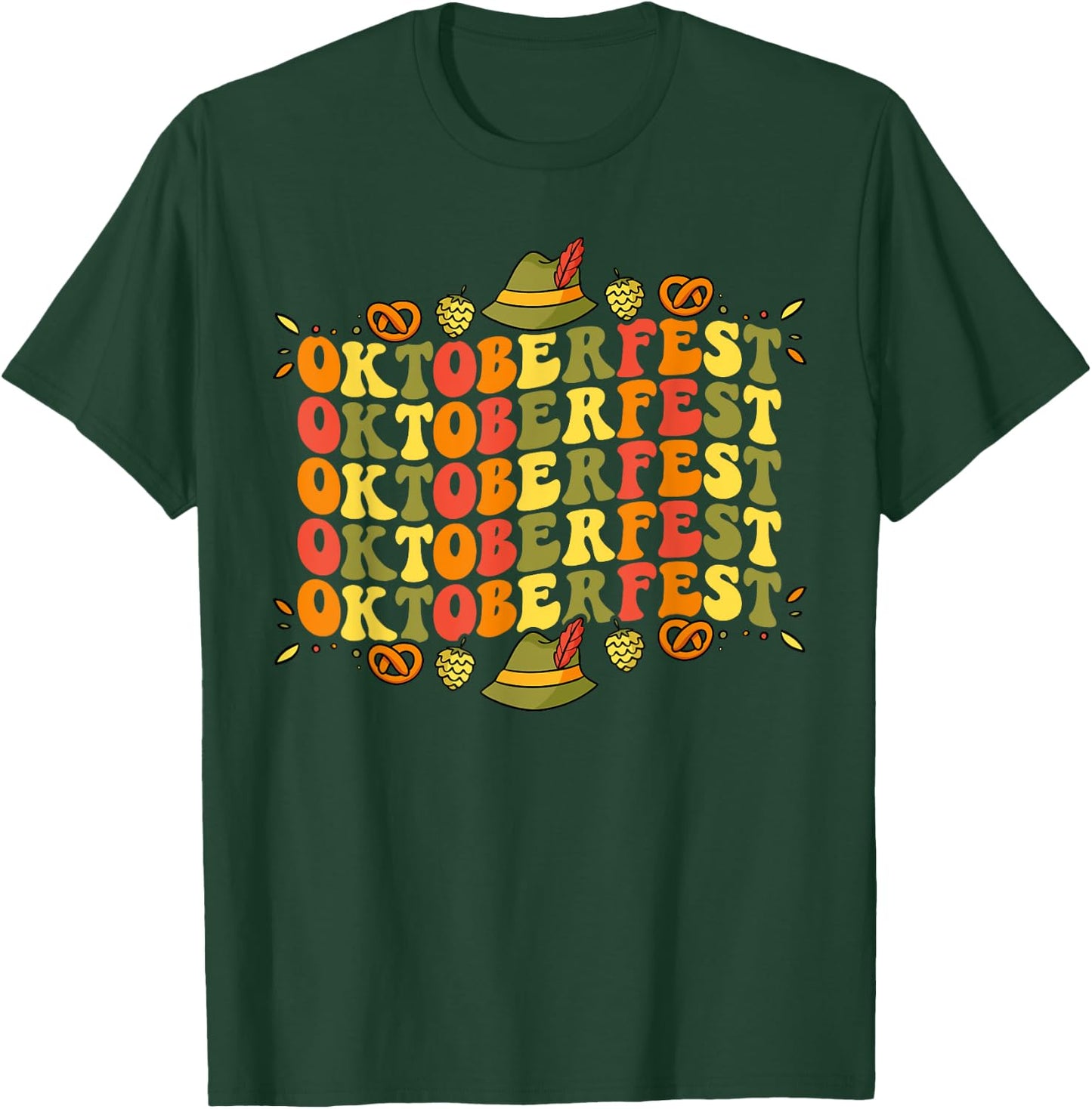 Oktoberfest Retro Groovy German Things Bavarian Festival T-Shirt - T-Shirt | Forest