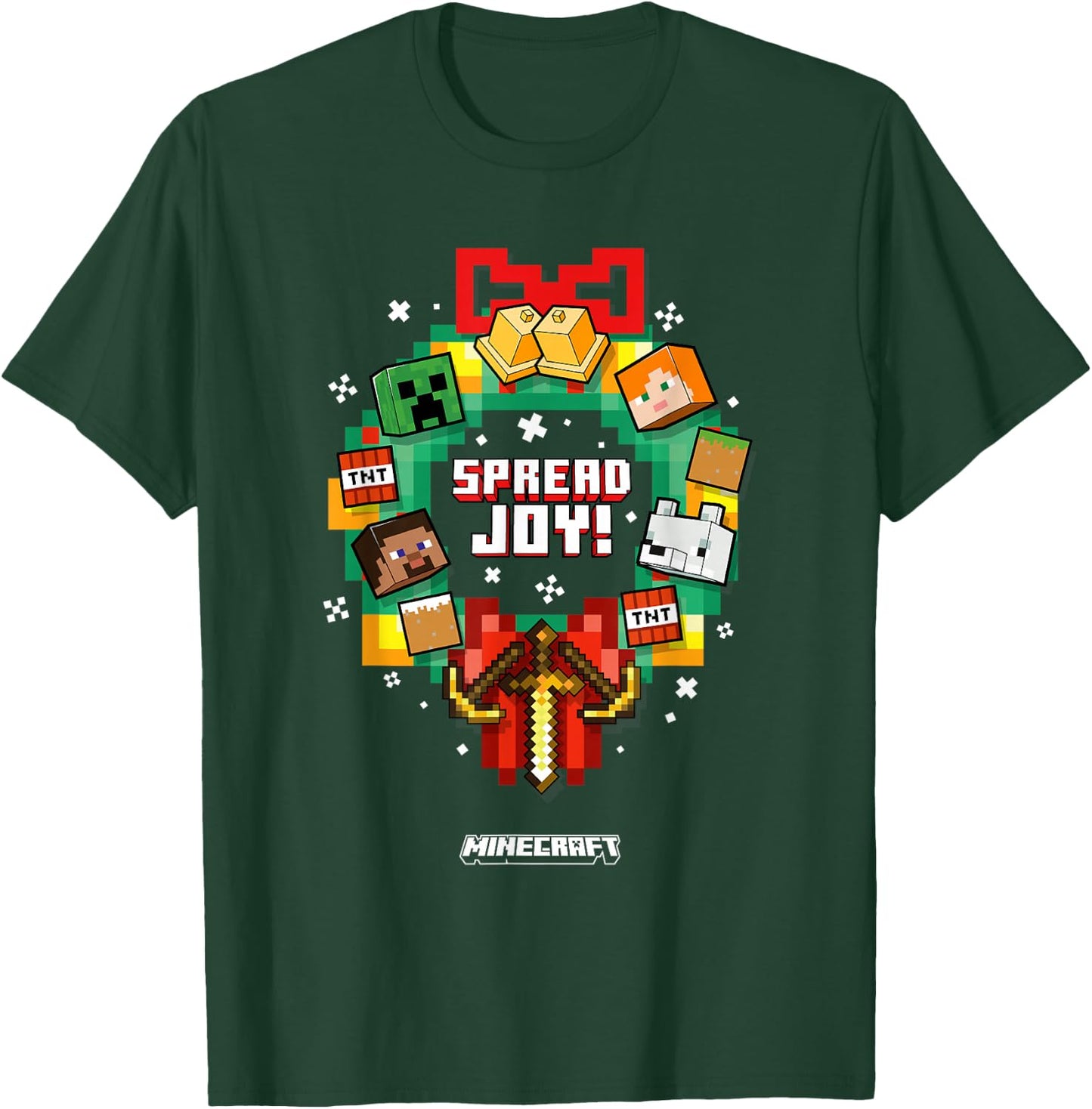 Minecraft Christmas Spread Joy! Xmas Crown Group Shot T-Shirt - T-Shirt | Forest