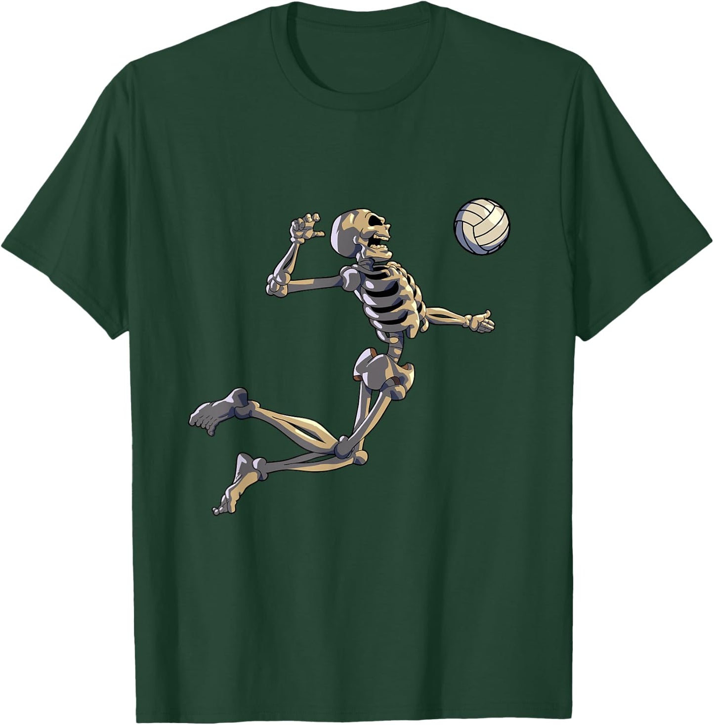 Volleyball Skeleton Women Men Volleyball Player Halloween T-Shirt - T-Shirt | Forest