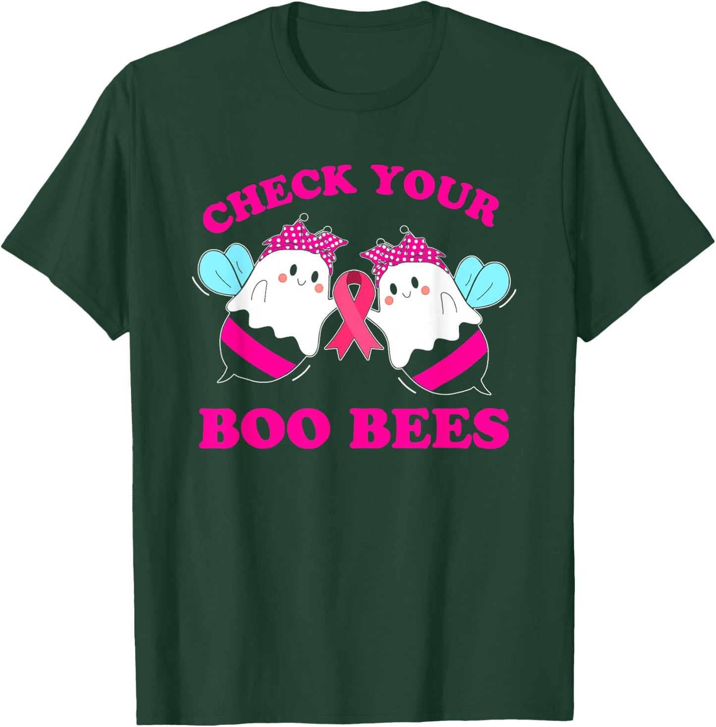 Check Your Boo Bees Funny Breast Cancer Halloween Women T-Shirt - T-Shirt | Forest