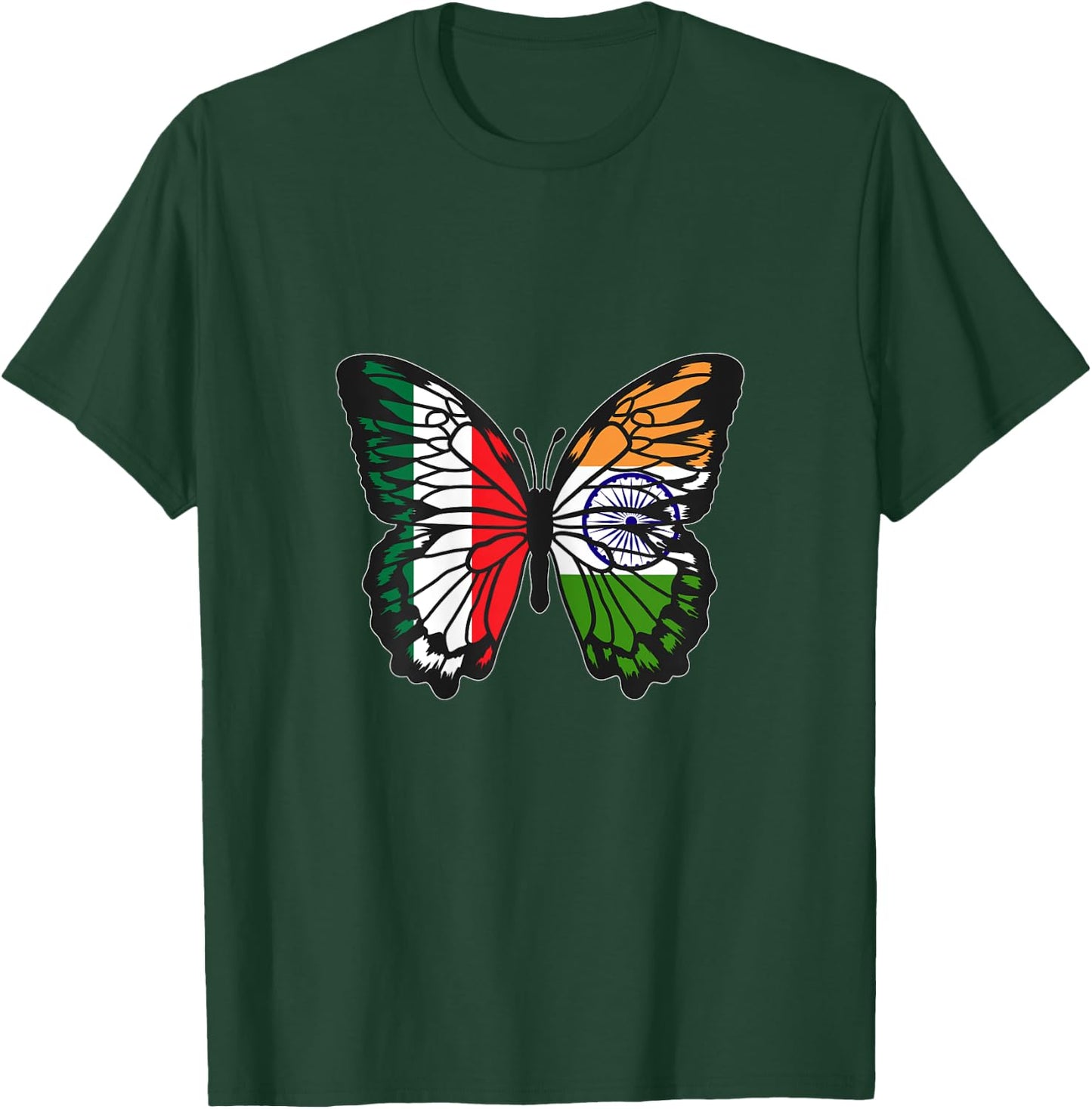 India and Italy Mix Butterfly Half Italian Indian Roots T-Shirt - T-Shirt | Forest