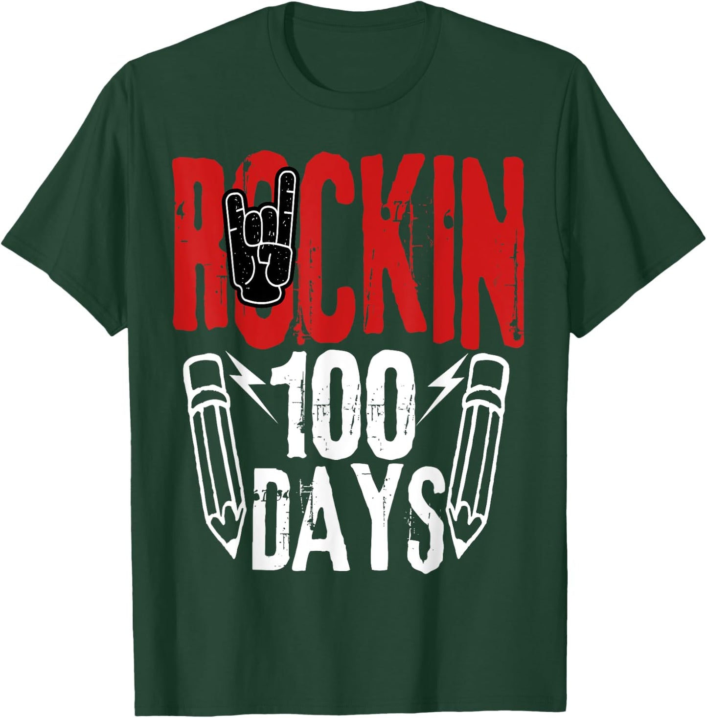 100 Days of School Rock N Roll Music Guitar T-Shirt - T-Shirt | Forest