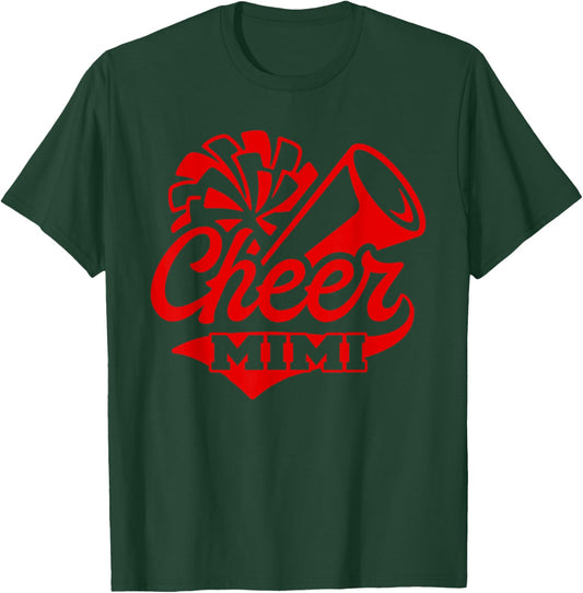 Cheer Mimi Biggest Fan Black And Red Pom Pom T-Shirt - T-Shirt | Forest
