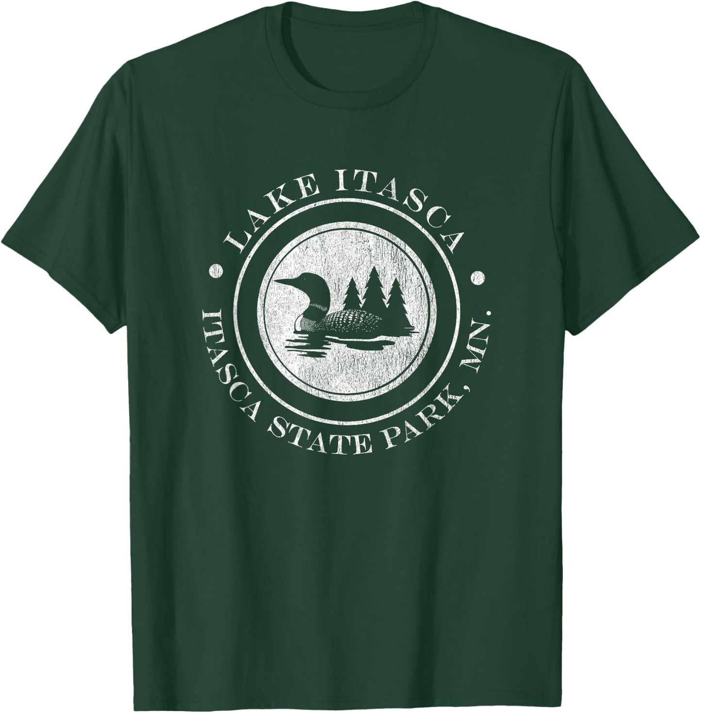 Minnesota - Lake Itasca - Itasca State Park with Loon T-Shirt - T-Shirt | Forest