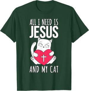 Jesus And My Cat - Christian T-Shirt - T-Shirt | Forest