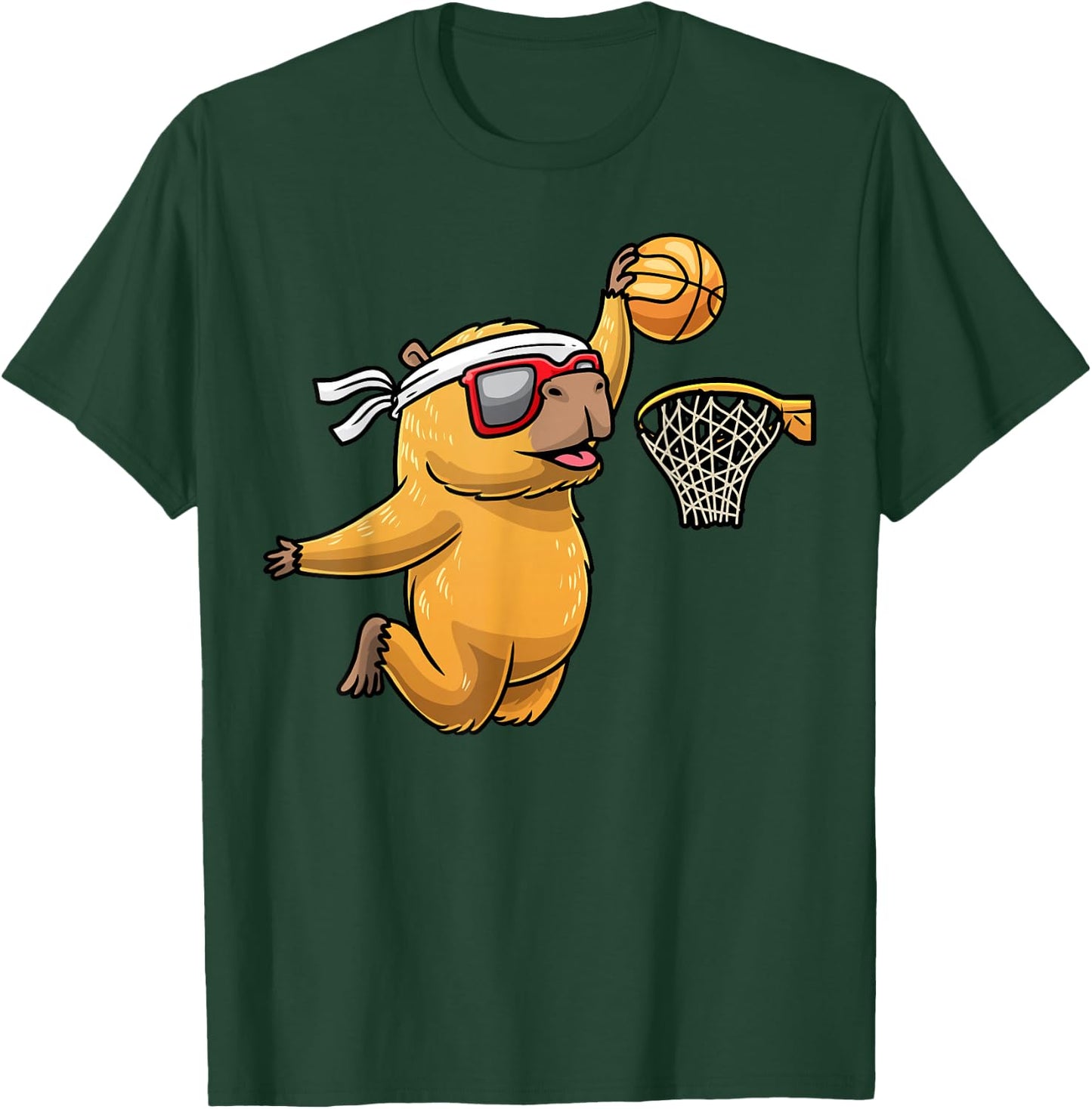 Capybara Playing Basketball Sports Rodent Kids T-Shirt - T-Shirt | Forest