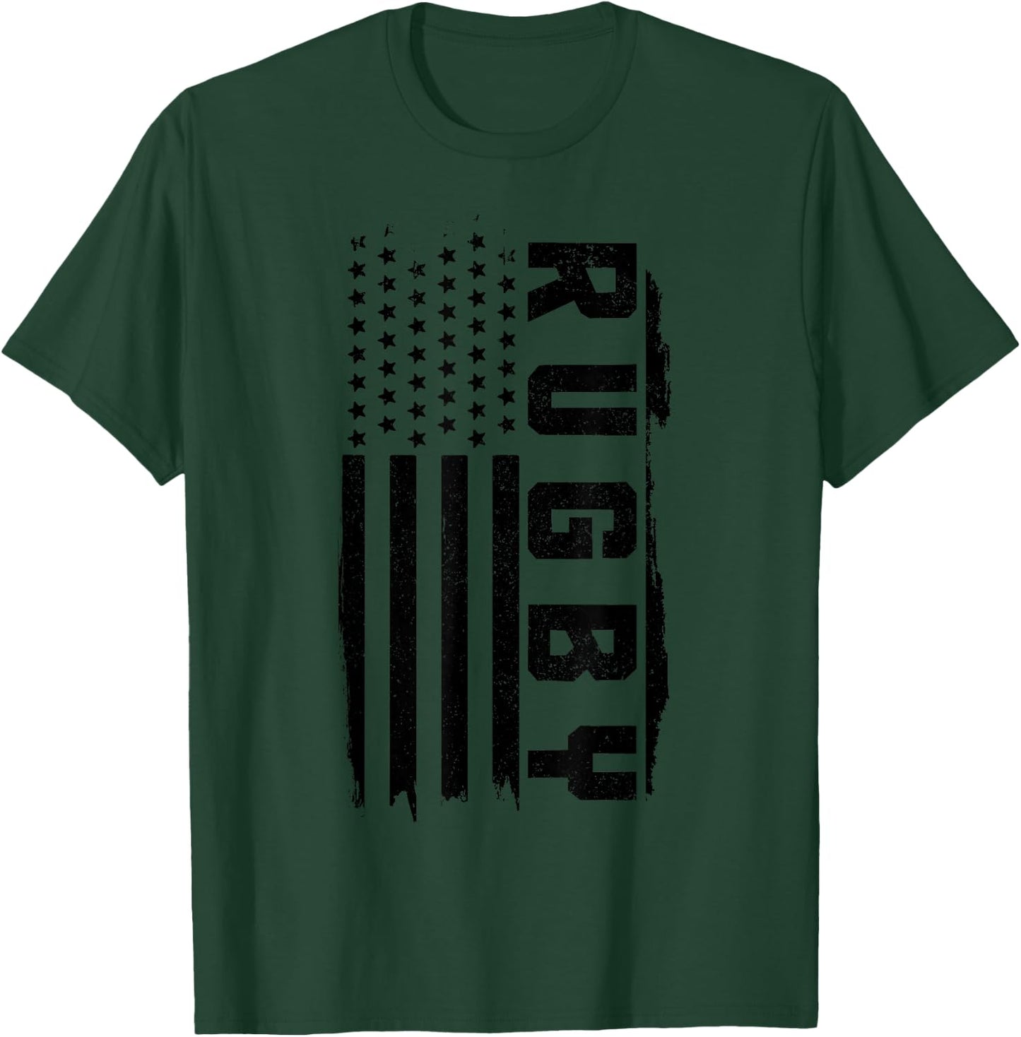 Rugby Player American Flag Patriotic Vintage Rugby T-Shirt - T-Shirt | Forest