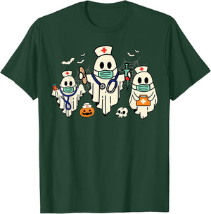 Halloween Nurse Nursing Funny Health Worker RN Ghost Nurse T-Shirt - T-Shirt | Forest