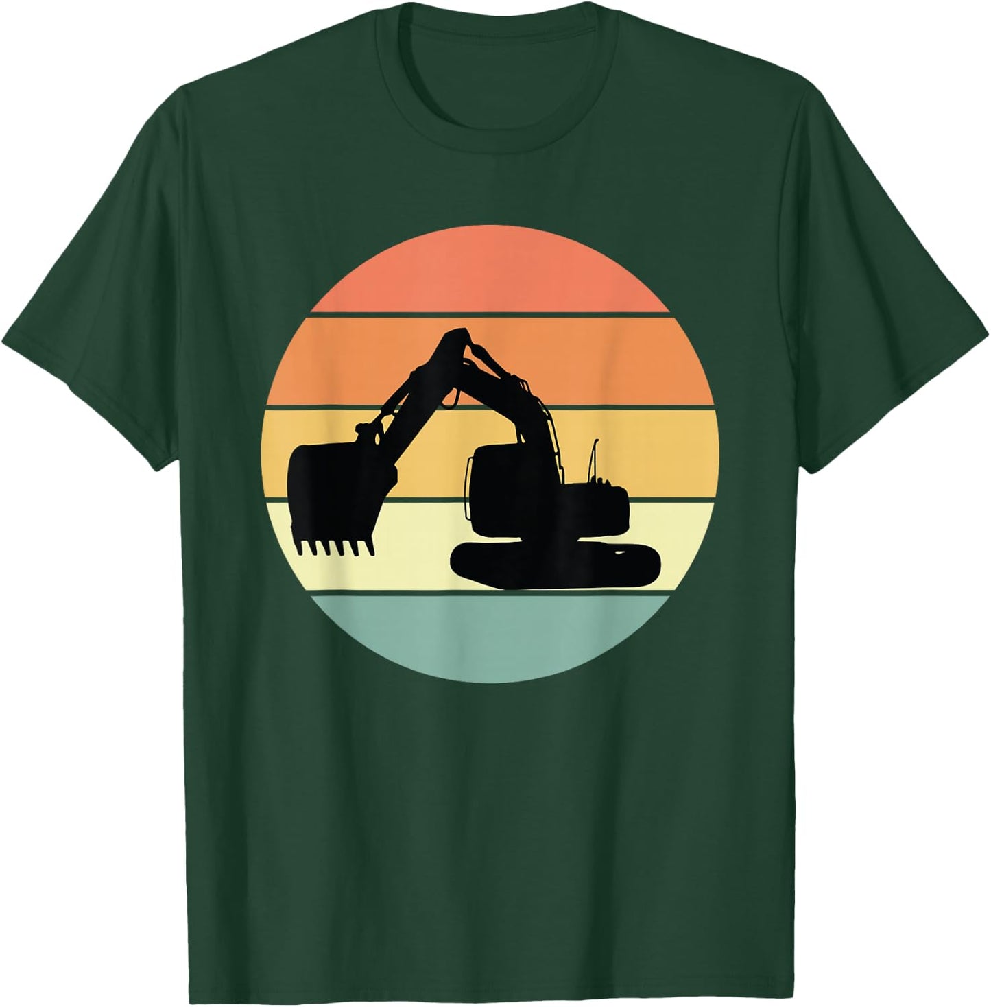 Retro Excavator Apparel Heavy Construction Equipment T-Shirt - T-Shirt | Forest