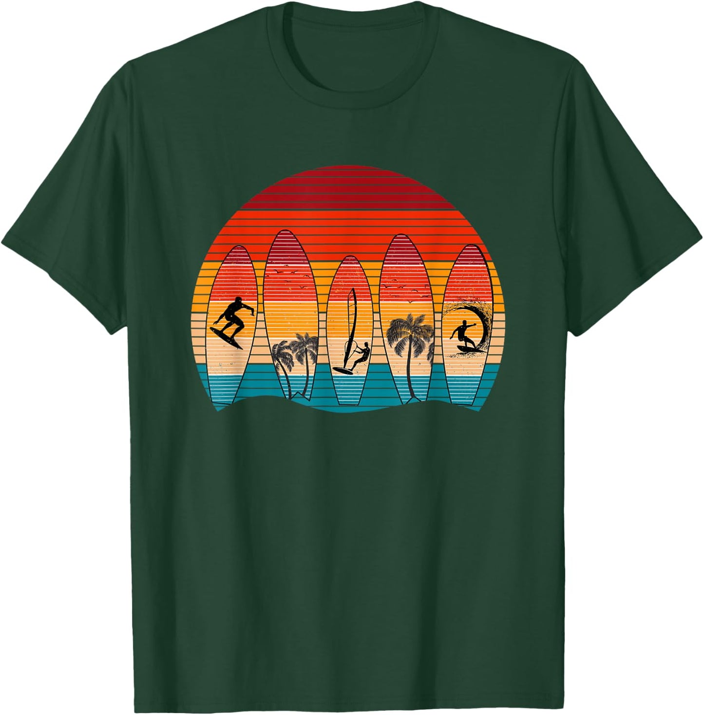 Surf Life Vintage Surfing Retro Beach Surf Board Surfer Women Kids T-Shirt - T-Shirt | Forest