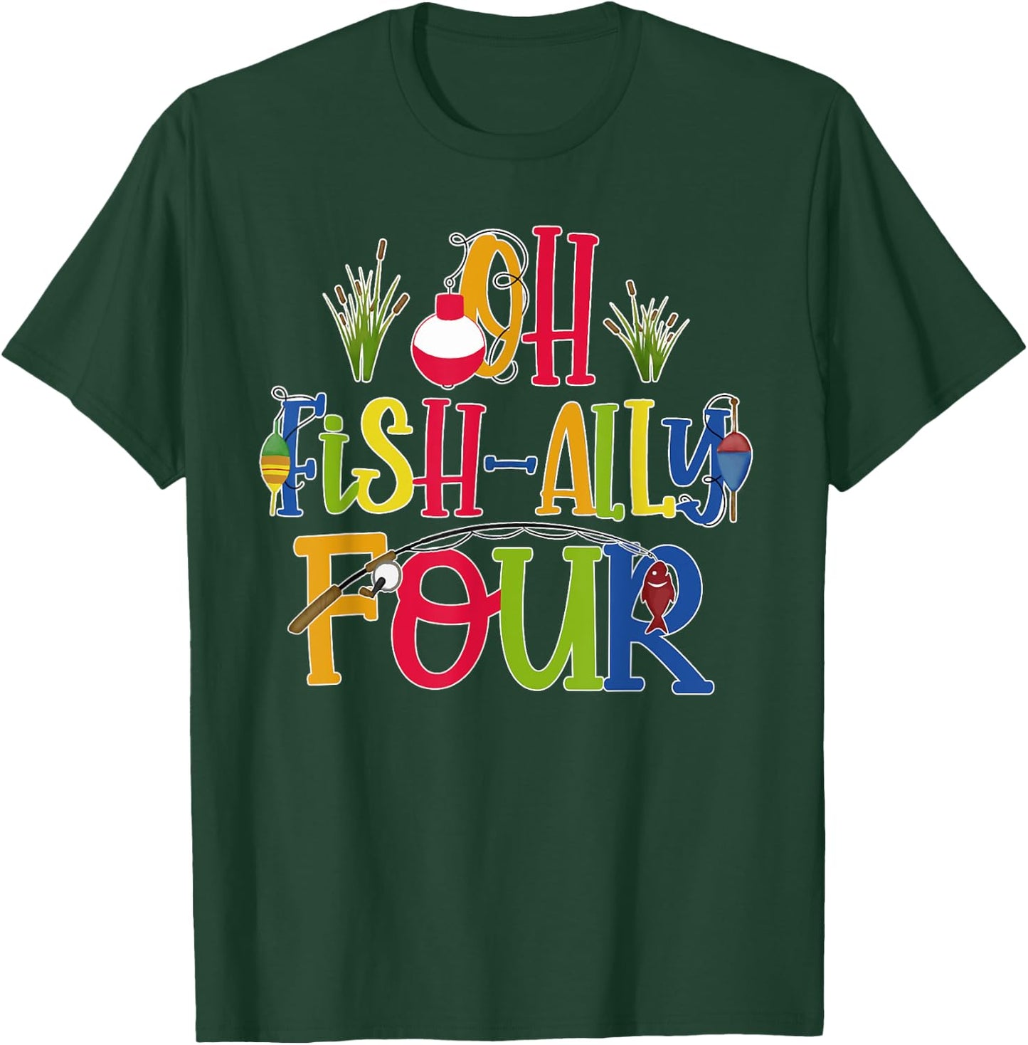 Oh Fish Ally Four Birthday Boy Outfit 4 Year Old 4th Bday T-Shirt - T-Shirt | Forest