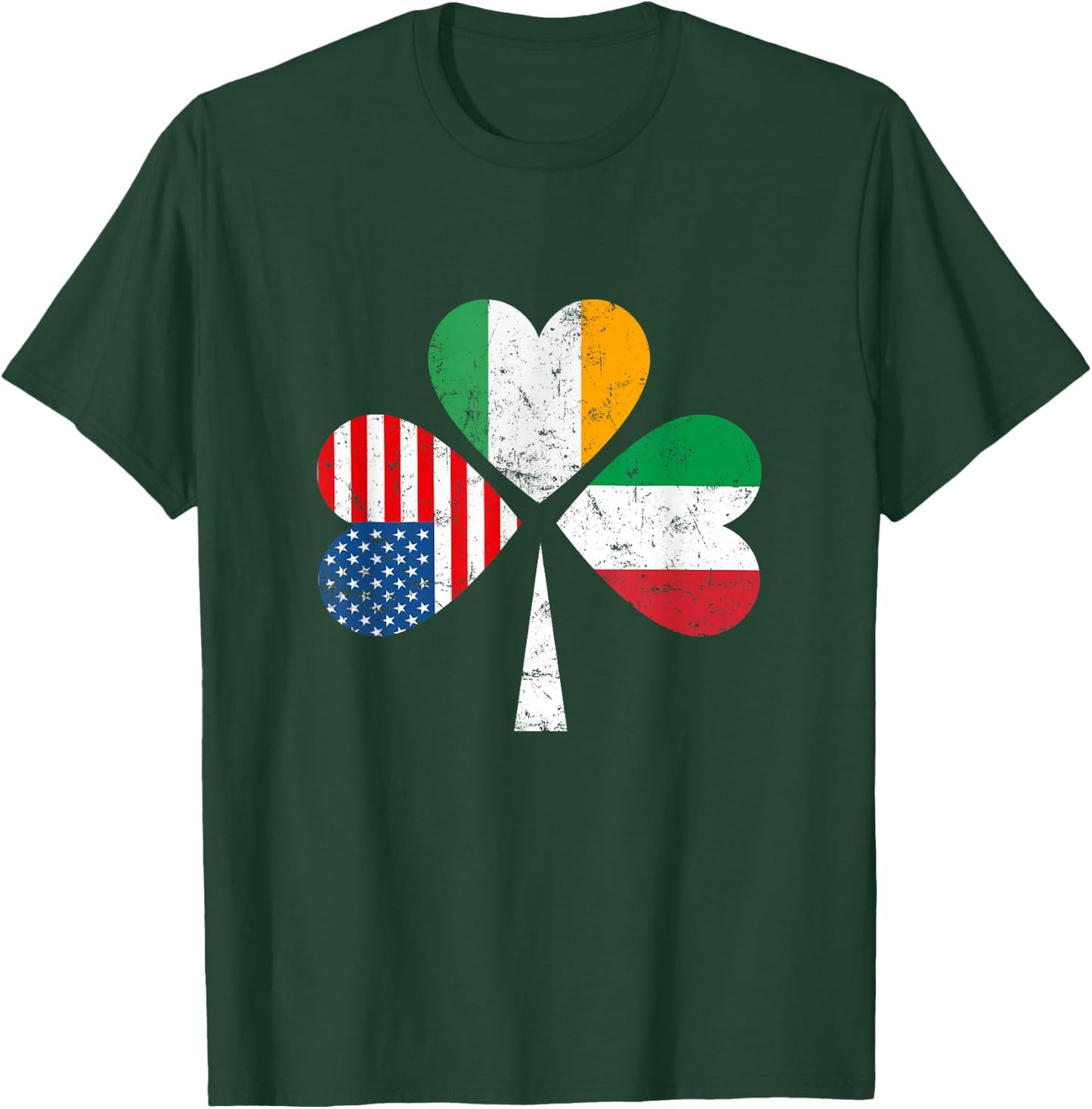 Irish Italian American Flag Ireland Italy USA Patrick's Day T-Shirt - T-Shirt | Forest