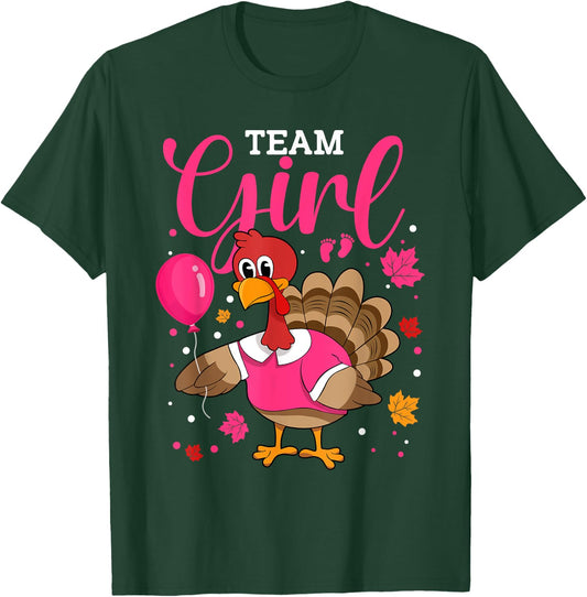 Team Girl Gender Reveal Baby Announcement Thanksgiving T-Shirt - T-Shirt | Forest