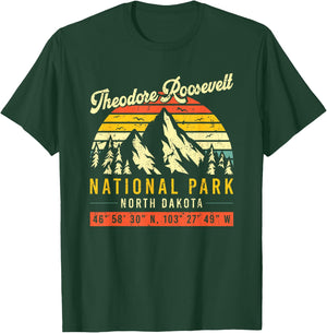 Theodore Roosevelt Vintage Retro North Dakota National Park T-Shirt - T-Shirt | Forest