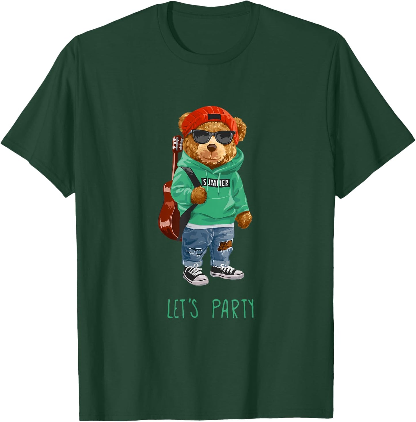 Stay Childish Let's Party, Funny Boys Girls Teddy Bear Style T-Shirt - T-Shirt | Forest